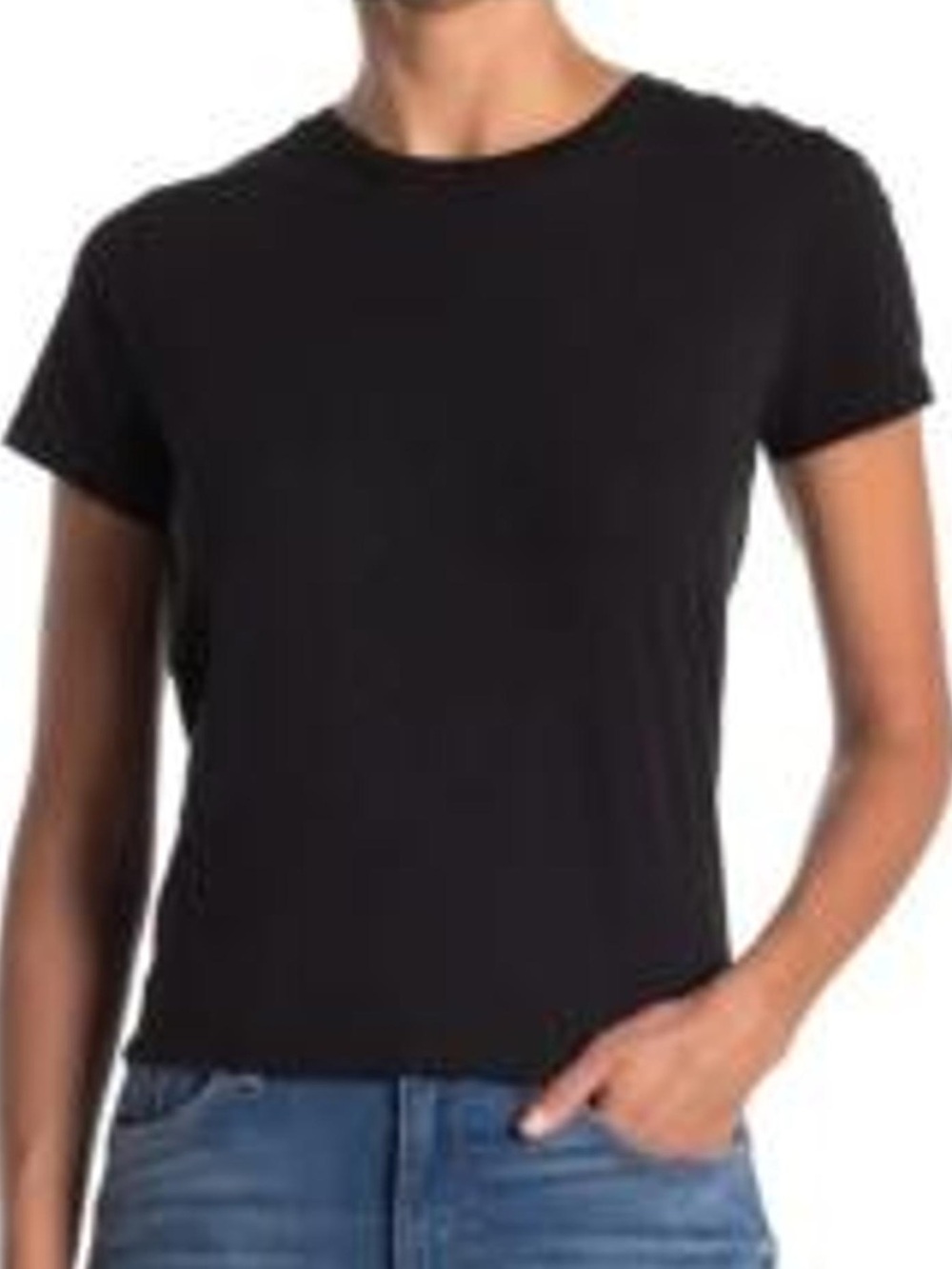 Adrienne Vittadini Black Short Sleeve Crewneck Tee